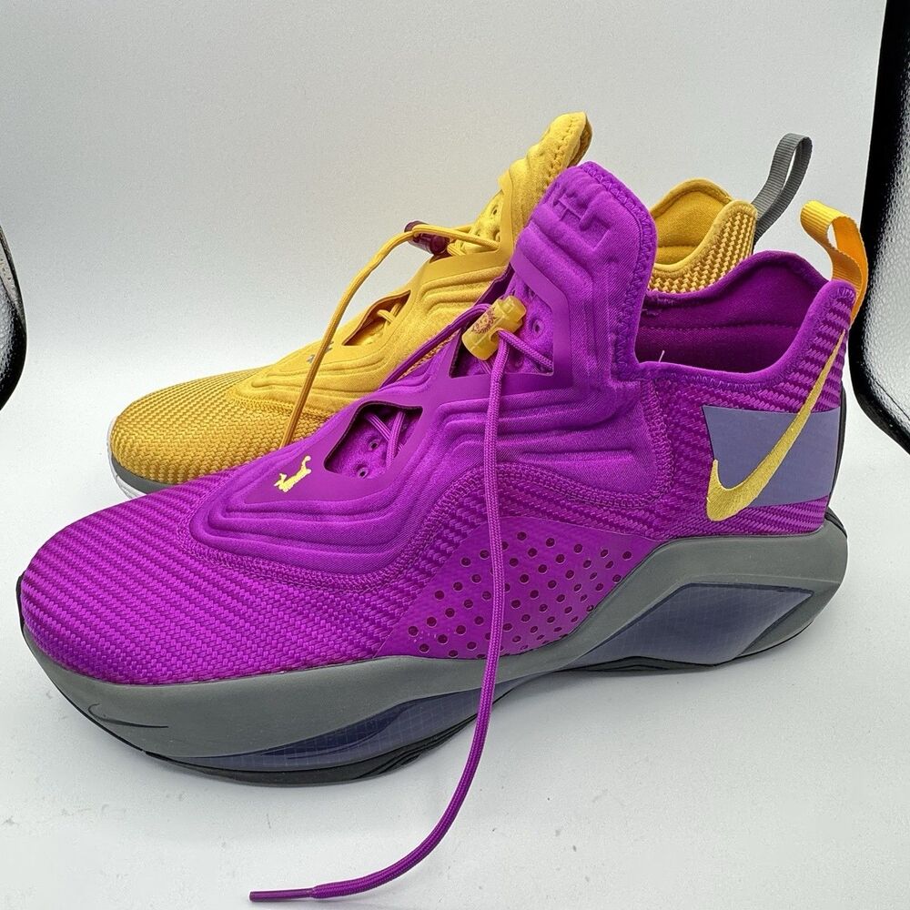 Nike LeBron Soldier XIV 14 Lakers Purple Solar Flare Sz 15 CK6024-500